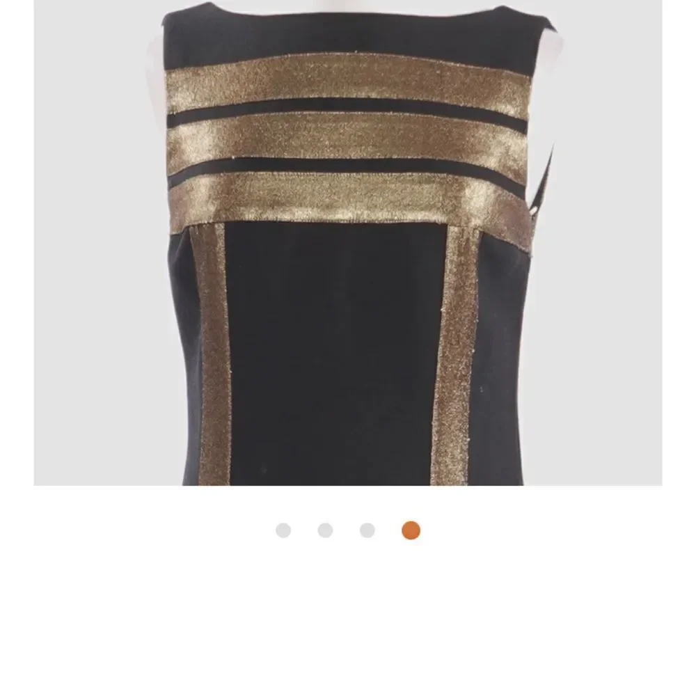 Tory Burch Black and Gold Striped Midi Dress